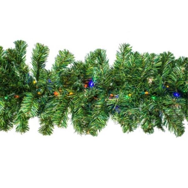 Queens Of Christmas 9 in. Pine Garland with LED Lights, Multi Color - GARPN-09-L5M