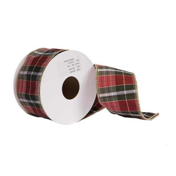 Vickerman 2.5 in. x 10 Yard Green Dupion Plaid Ribbon - QR220660