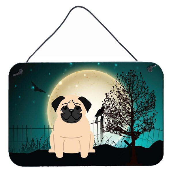 Carolines Treasures Halloween Scary Pug Fawn Wall or Door Hanging Prints - BB2198DS812