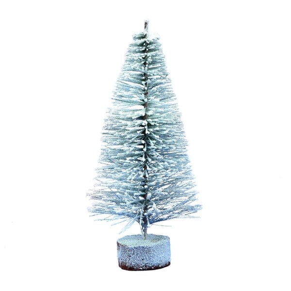 Vickerman 12 in. Flocked White on Green Village Tree Wood Stand, 48PK - A804112-4
