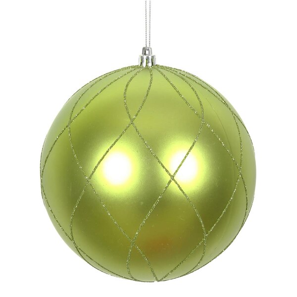 Vickerman 6 in. Lime Matt Glitter Swirl Ornament Ball, 3PK - N170773D