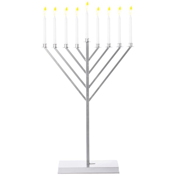 Artilugio 3 ft. Metal Silver Coated Hanukkah Menorah for Synagogue - Large - AR3163167