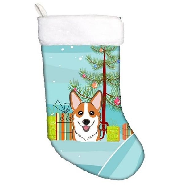 Carolines Treasures Carolines Treasures BB1626CS Christmas Tree & Red Corgi Christmas Stocking - BB1626CS