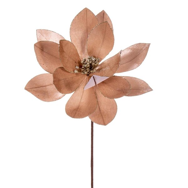 Vickerman 22 in. Velvet Sheen Glitter Trim Poinsettia Spray, Champagne, 4PK - RG223338