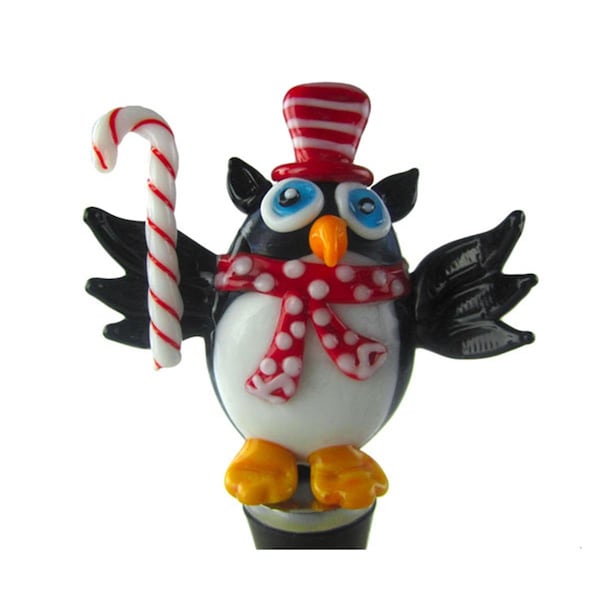 Zees Creations Glass Wine Bottle Christmas Owl With Candy - 14707