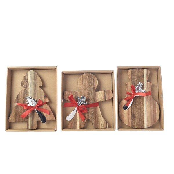 Kitchengoods KitchenGoods Gingerbread Man/Snowman/Tree Acacia Cheese Boards 8.5 in. - 608648