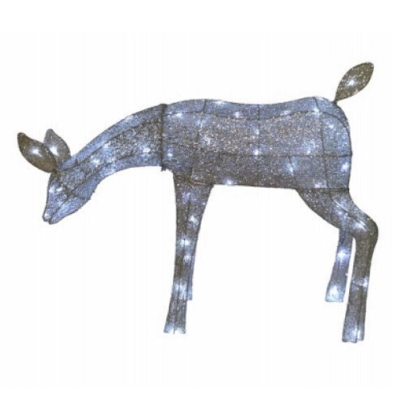 Holiday Wonderland Mesh Feeding Deer Christmas Decoration, Silver - 274683