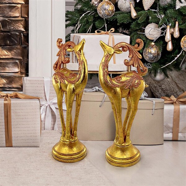 Design Toscano Santa's Romping Reindeer Christmas Statue, PK 2 - AL921005