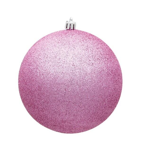 Vickerman 10 in. Pink Glitter Drilled Cap Christmas Ornament Ball - N592579DG
