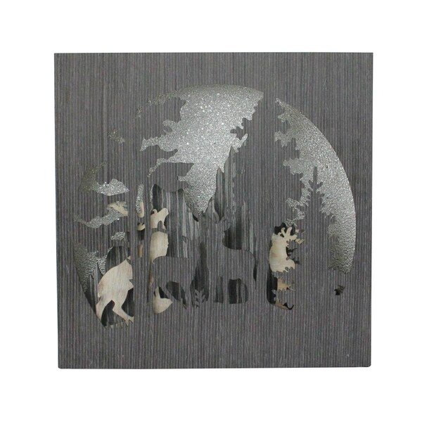 Go-Go 13.75 in. Glittered Winter Woodland Deer Christmas Shadow Box Table Decoration - GO1800255