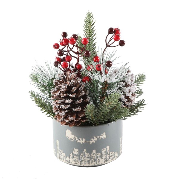 Flora Bunda Xmas Mix in 5 in. Gray Cityscape Ceramic - CH1941E-GY