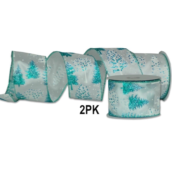 Queens Of Christmas 2.5 in. Wide 10 yards Ribbons, Blue, 2PK - RBN-19069-BL-2PK