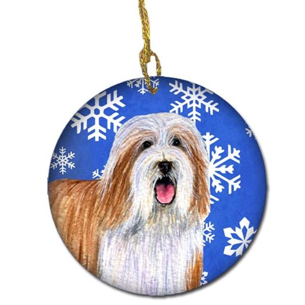 Carolines Treasures Carolines Treasures LH9285-CO1 Bearded Collie Winter Snowflake Holiday Ceramic Ornament - LH9285-CO1
