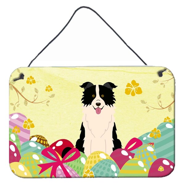 Carolines Treasures Easter Eggs Border Collie Black White Wall or Door Hanging Prints - BB6118DS812