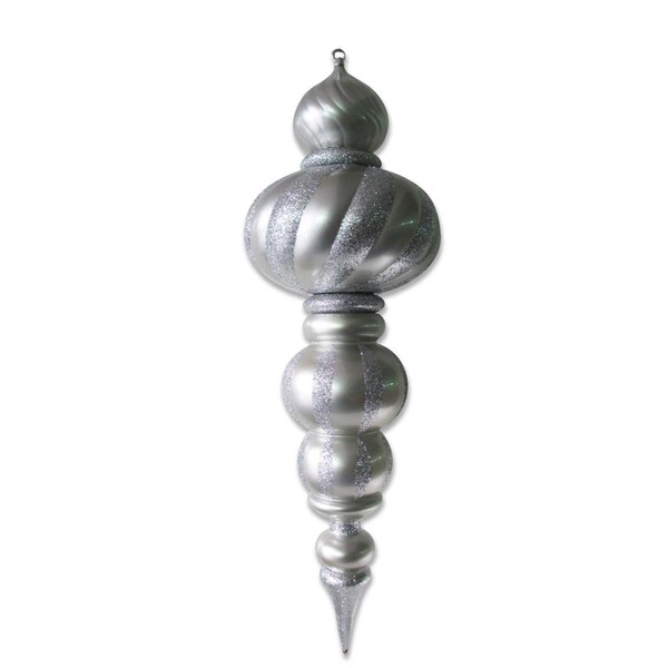 Queens Of Christmas 38.5 in. Oversized Shatterproof Finial Ornament, Silver - ORN-OVS-38.5-SLV