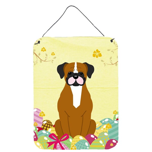 Carolines Treasures Easter Eggs Flashy Fawn Boxer Wall or Door Hanging Prints - BB6116DS1216