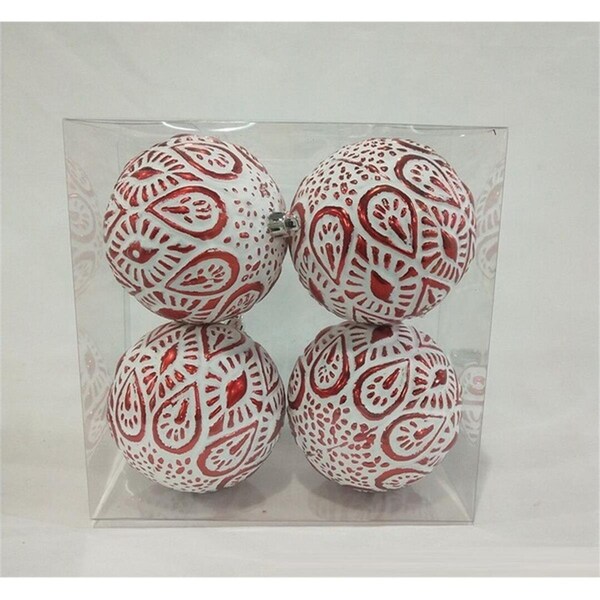 Queens Of Christmas Red & White Studded Ornaments, 4PK - ORN-4PK-SD-REWH