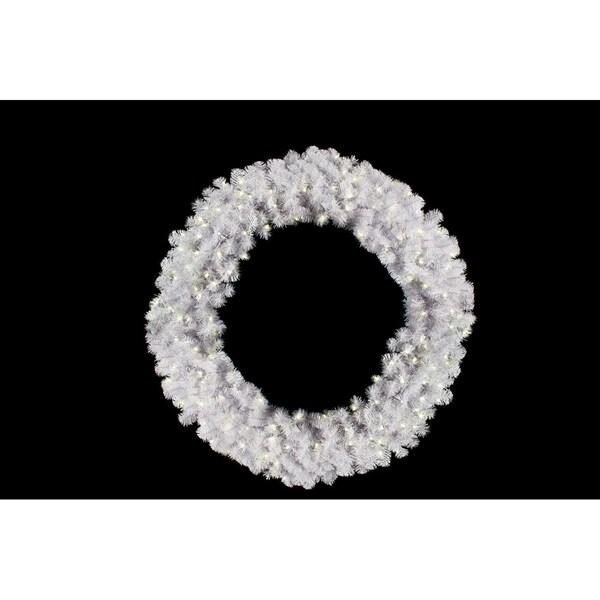Queens Of Christmas 4 ft. White Sequoia Pre-Lit with LED Wreath, Warm White - GWWSQ-04-LWW