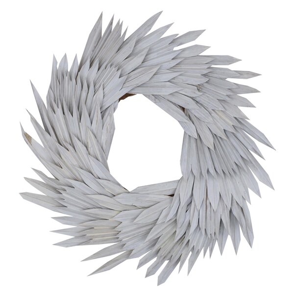 Vickerman 17 in. Palm Sun Wreath, White Wash - H8SUW900