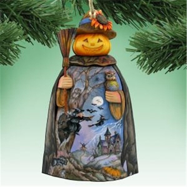 Gloriousgifts 8114180 Halloween Scare Craw Pumpkin Head Wooden Ornament 2PK - GL1774719