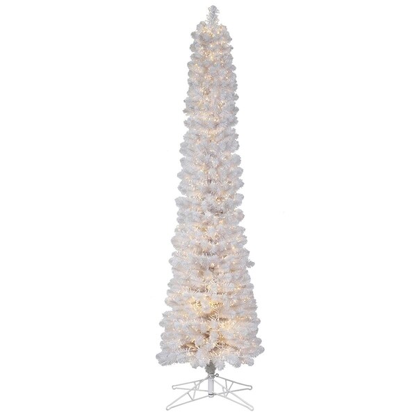 Vickerman 7.5 ft. x 24 in. White Pole Christmas Tree with 8F 3 mm 1980 Warm White LED Light - G182576LED