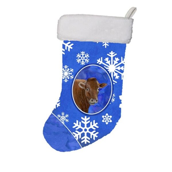Carolines Treasures Carolines Treasures SB3148-CS 11 x 8 In. Cow Winter Snowflakes Holiday Christmas Stocking - SB3148-CS