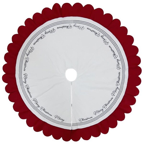 Celebrations Celebrations Home Red/White Merry Christmas Tree Skirt 26.8 in. - 23F02939RS