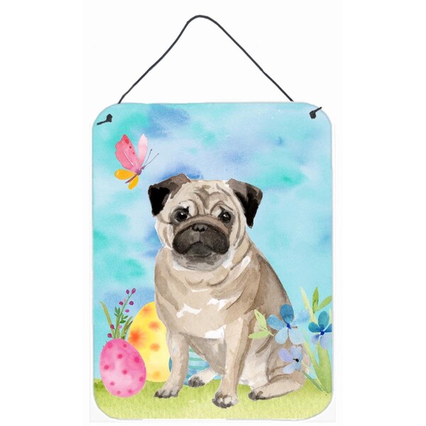 Carolines Treasures Fawn Pug Easter Wall or Door Hanging Print - BB9635DS1216