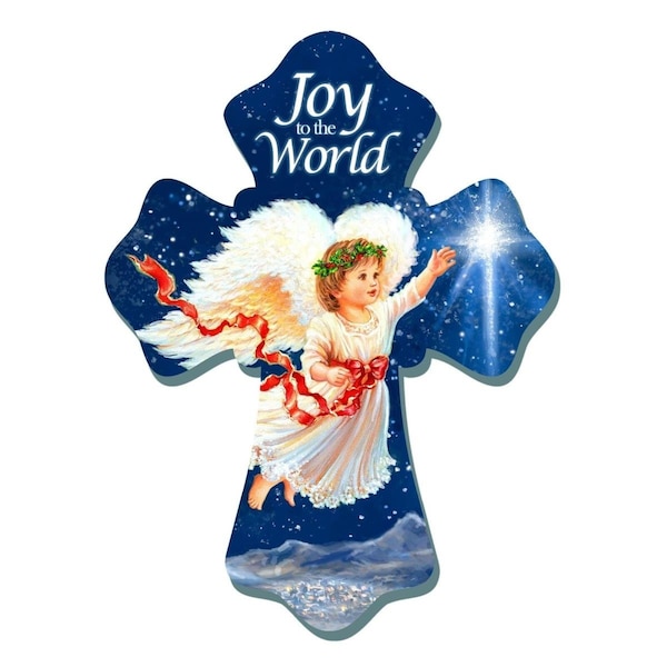 Pertrechos 6 x 8 in. Wall Cross - Angel & Joy to the World - PE3318526