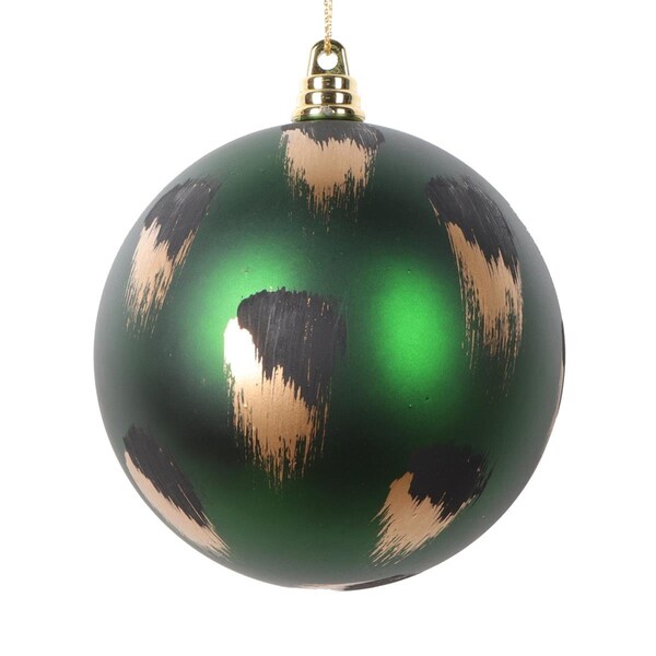 Vickerman 4 in. Brush Strokes Ball Ornament, Emerald - 4 per Bag - MT220724