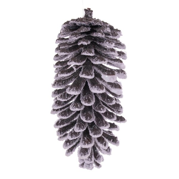 Vickerman 7 in. Snowy Glitter Pinecone Ornament, Brown - 3 per Bag - FNT221507