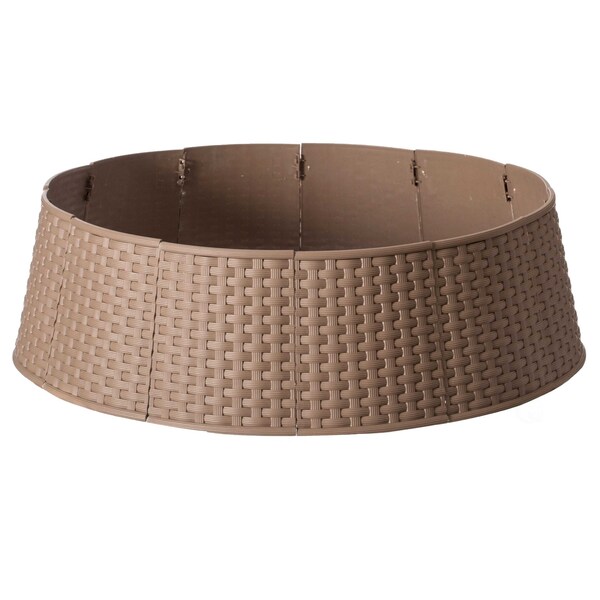 Gardenised Large Rattan Collar Tree Skirt - Brown - QI003957.BR