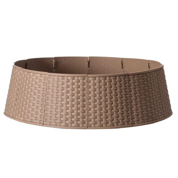 Gardenised Large Rattan Collar Tree Skirt - Brown - QI003957.BR