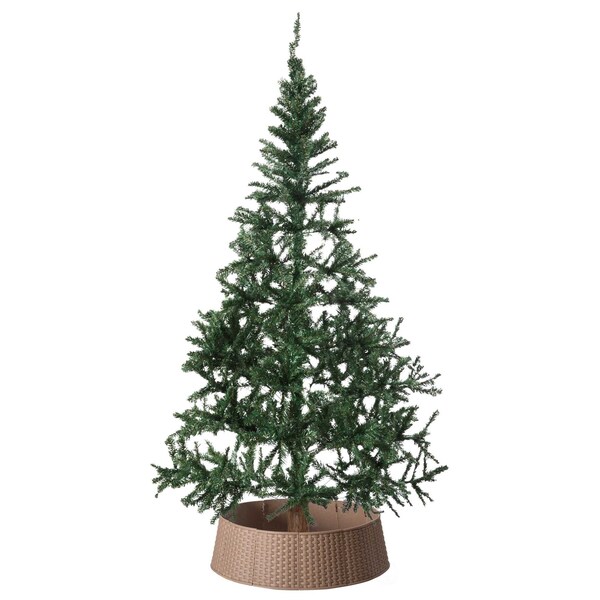 Gardenised Large Rattan Collar Tree Skirt - Brown - QI003957.BR