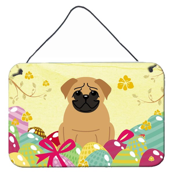 Carolines Treasures Easter Eggs Pug Brown Wall or Door Hanging Prints - BB6007DS812