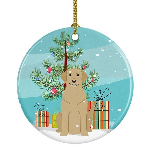 Carolines Treasures Carolines Treasures BB4180CO1 Merry Christmas Tree Yellow Labrador Ceramic Ornament - BB4180CO1