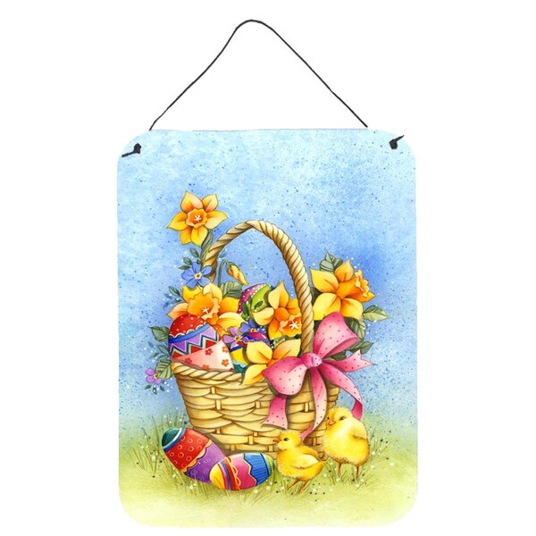 Carolines Treasures Easter Basket with Flowers Wall or Door Hanging Prints - APH4709DS1216