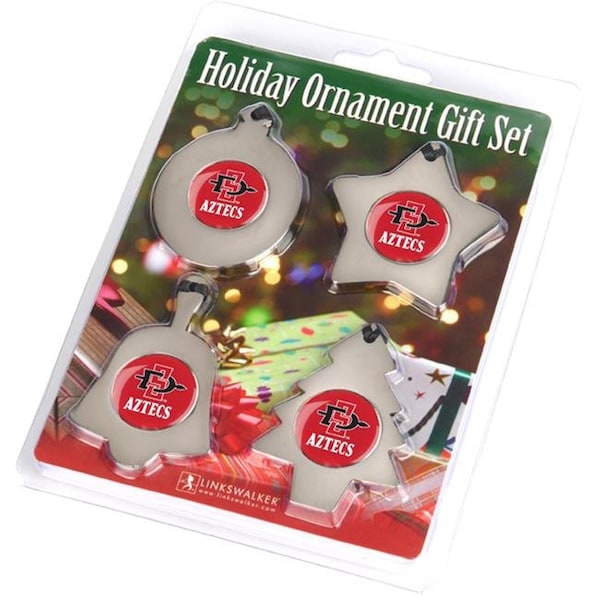 Linkswalker LinksWalker LW-CO3-SDS-ORN4PK San Diego State Aztecs-Ornament Gift Pack - LW-CO3-SDS-ORN4PK