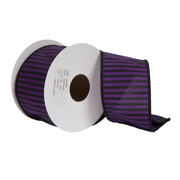 Vickerman 2.5 in. x 10 Yard Blue Halloween Stripe Ribbon - QR224303
