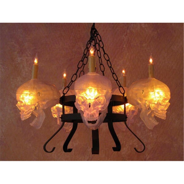 Perfectpretend Chandelier Skull-Metal  5 Clear Skulls on Dual Metal Frame - PE1413082
