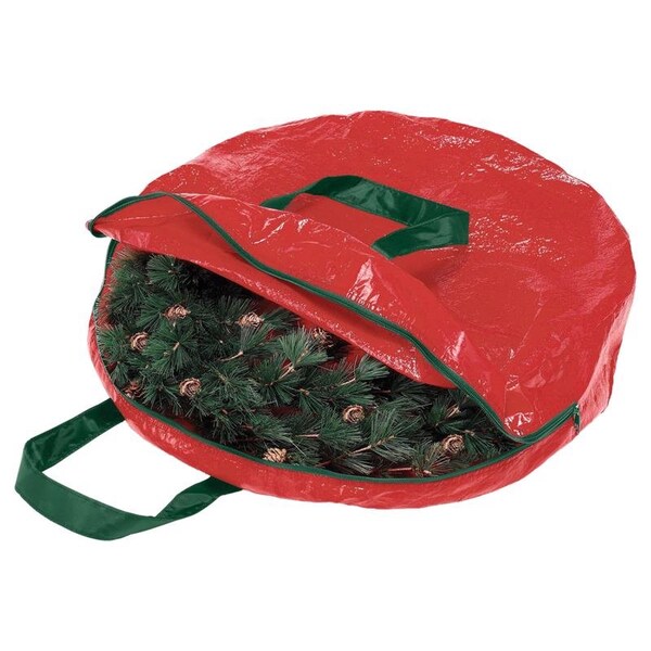Whitmor Whitmor Black/Red Wreath Storage Bag 17  H X 8 in. W X 1.8 in. D - 6129-5349