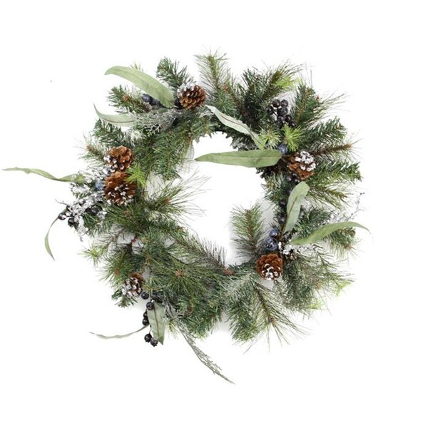 Northlight Seasonal Artificial Mixed Pine with Blueberries Pine Cones and Ice Twigs Christmas Wreath - 31737624