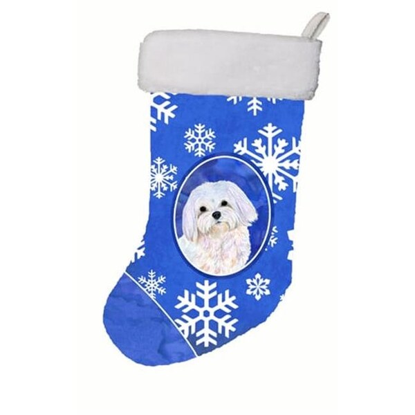 Carolines Treasures Carolines Treasures SS4620-CS 11 W x 8 H in. Maltese Winter Snowflakes Christmas Stocking - SS4620-CS