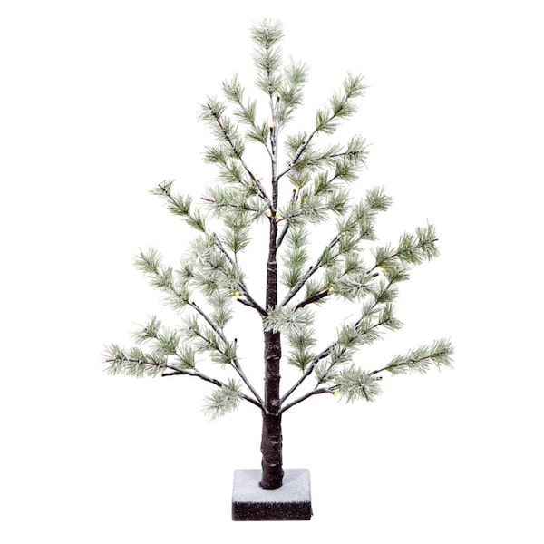 Vickerman 2 ft. 24 Warm White LED Battery Operated Frosted Mini Pine Tree, Green - X220720