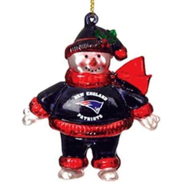 Caseys New England Patriots Ornament 2 3/4 Inch Crystal Snowman - CA52076