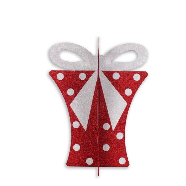 Queens Of Christmas 3D-GIFT-20-RE-WH 20 in. Christmas Gift Box, Red & White - 3D-GIFT-20-RE/WH