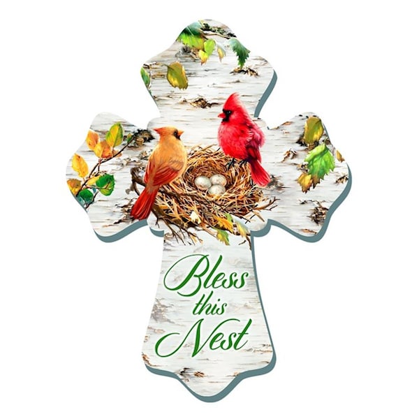 Glow Decor 6 x 8 in. Cardinals - Bless This Nest Wall Cross - GL20894