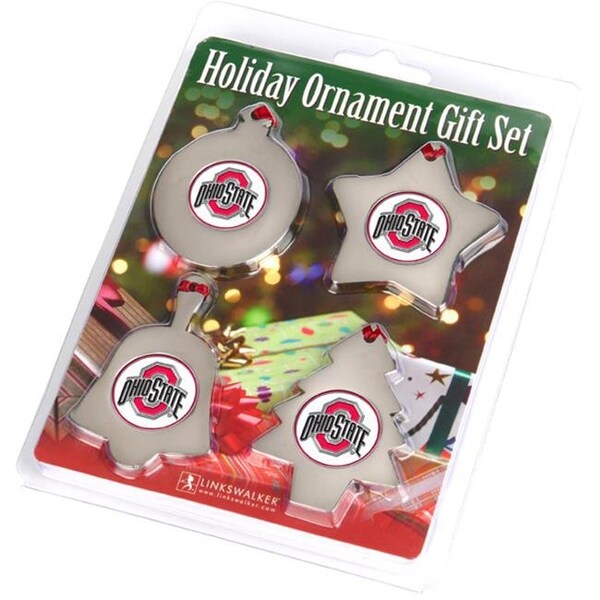 Linkswalker LinksWalker LW-CO3-OSB-ORN4PK Ohio State Buckeyes-Ornament Gift Pack - LW-CO3-OSB-ORN4PK