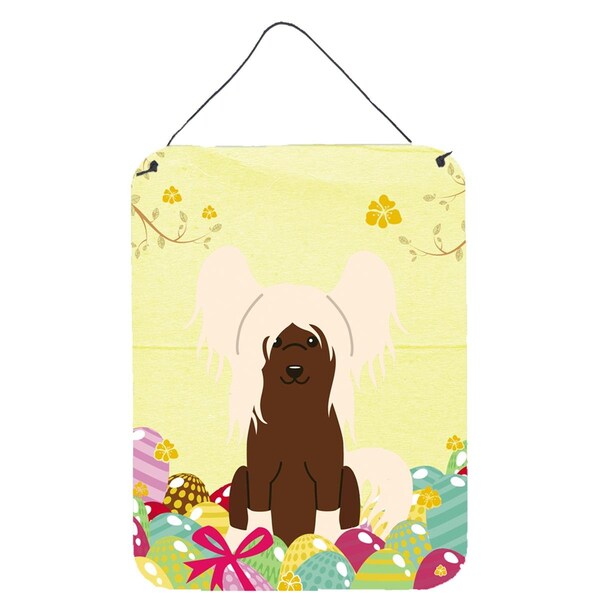 Carolines Treasures Easter Eggs Chinese Crested Cream Wall or Door Hanging Prints - BB6113DS1216
