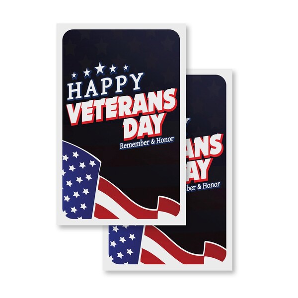 Signmission Happy Veterans Day, Vinyl Decals Only 24 Inch x 36 Inch, Vinyl Decal, 2PK - DSB-2436-2PACK-30392